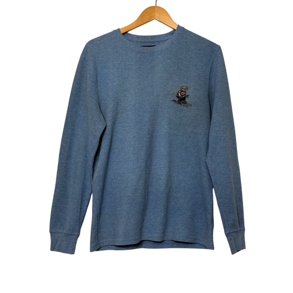 Polo Ralph Lauren Waffle Thermal Sleep Shirt Embroidered Teddy Bear Ski Men’s M